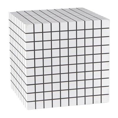Bijzettafel kubus checks - wit - 30x30x30 cm Bijzettafel kubus checks - wit - 30x30x30 cm