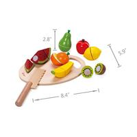 Classic World world houten snijfruit met snijplank, 17dlg. - thumbnail