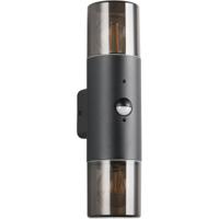 LED Tuinverlichting - Buitenlamp - Trion Sicho Up and Down - E27 Fitting - Bewegingssensor - Mat Zwart - Alumunium - thumbnail