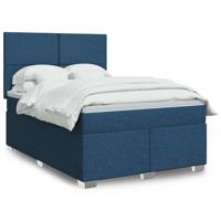 Boxspring met matras stof blauw 140x190 cm - thumbnail