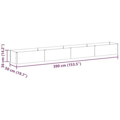 Verhoogde plantenbak 390 x 50 x 36 cm Gegalvaniseerd staal