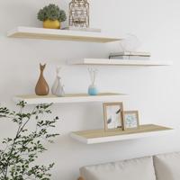 Wandschappen zwevend 4 st 80x23,5x3,8 cm MDF eikenkleurig wit - thumbnail