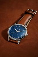 Fossil FS5304 Horloge The Minimalist staal-leder zilverkleurig-blauw-bruin 44 mm - thumbnail