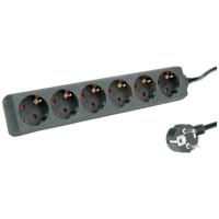 ROLINE 6-voudige stekkerdoos zonder schakelaar, zwart, 1,5 m - thumbnail