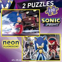 Set van 2 Puzzels Educa Neon Sonic 100 Onderdelen - thumbnail