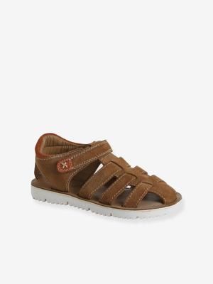 Sandalen met klittenband van leer voor kinderen, kleuterschoolcollectie kameel Sandalen met klittenband van leer voor kinderen, kleuterschoolcollectie kameel