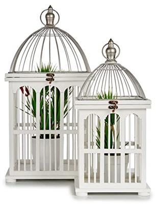 Decoratieve kooi Gift Decor 1014056 Wit 30 x 59 x 30 cm (2 Stuks)