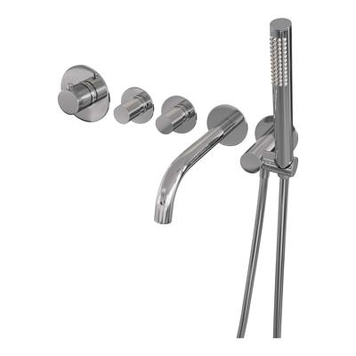 Chrome Carving thermostatische inbouw badkraan SET 01 met uitloop en handdouche
