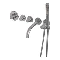 Chrome Carving thermostatische inbouw badkraan SET 01 met uitloop en handdouche - thumbnail