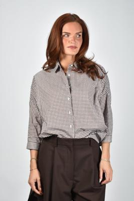 Academia blouse Gioia-34 76D14-820 brown checked