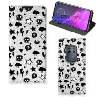 Mobiel BookCase Motorola One Zoom Silver Punk - thumbnail