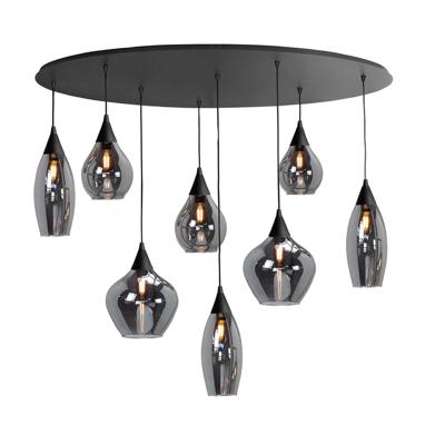 Highlight HanglampCambio zwart 8-lichts smoke glas - H5853.01