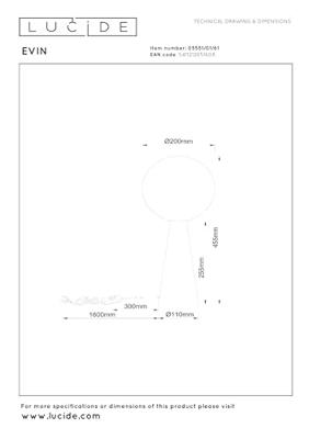 Lucide EVIN - Tafellamp - 1xE27 - Opaal