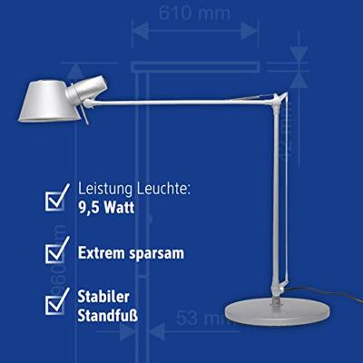 Bureaulamp MAUL Rock LED voet zilvergrijs