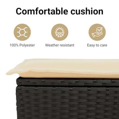 Tuinstoelen 2 st met kussens poly rattan zwart - thumbnail