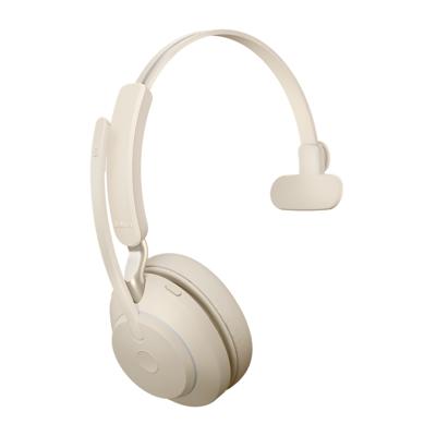 Evolve2 65 UC Mono Beige + Stand - Bluetooth Headset - met standaard - op oor - omkeerbaar - draadloos - USB-C