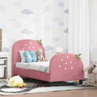 Peuterbedframe met hoofdbord Roze 70 x 140 cm Fluweel - thumbnail