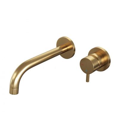 Brauer Gold Edition Inbouw Wastafelmengkraan met Gebogen Uitloop en Rozetten Model B1 Goud Geborsteld PVD