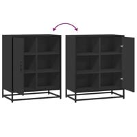 Dressoir 62x35x76 cm bewerkt hout zwart - thumbnail