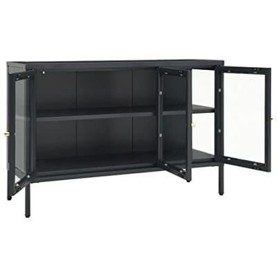 Dressoir 105x35x70 cm staal en glas antracietkleurig