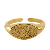 Verstelbare Ring Zon/Maan Zegel Koper Goudkleurig - thumbnail