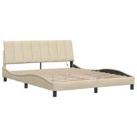 Bedframe zonder matras "Hanko" stof crèmekleurig 160x200 cm - thumbnail