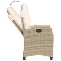Tuinstoelen 2 st verstelbaar met kussens poly rattan beige - thumbnail