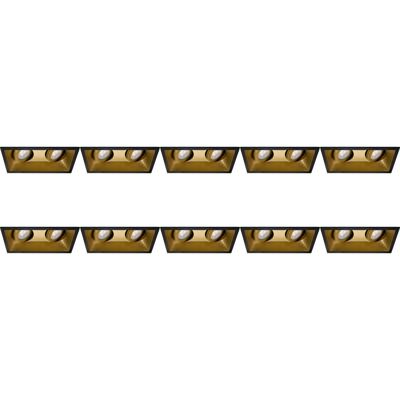 Spot Armatuur 10 Pack - Pragmi Zano Pro - GU10 Inbouwspot - Rechthoek Dubbel - Zwart/Goud - Aluminium - Kantelbaar - 185x93mm