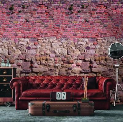 Livingwalls The Wall II - Rood - Steenlook - 392461