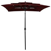 Parasol 3-laags met aluminium paal 2x2 m bordeauxrood - thumbnail