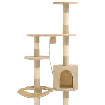 VidaXL Kattenkrabpaal met sisal krabpalen wandmontage 194 cm beige