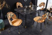 Design stoel PRET-A-PORTER geel fluweel bloemmotief en gouden voetdoppen - 41701 - thumbnail