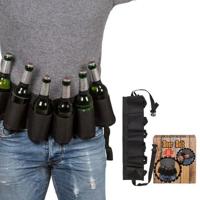 Bierfles Houder Riem - Beer Belt - Zwart - Met bieropener sleutelhanger - thumbnail