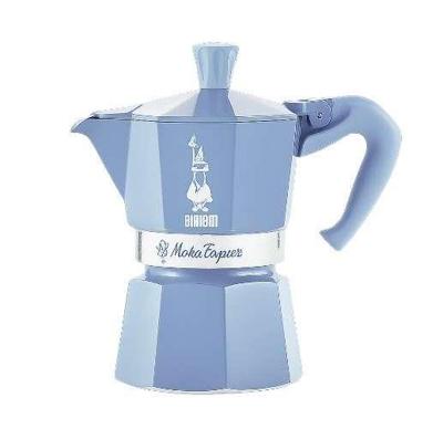 Bialetti Moka Express 3tz Koffiezetapparaat + amandel koffie 250 g Blauw