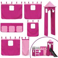 Stapelbed met glijbaan en gordijnen roze 90x200 cm - thumbnail