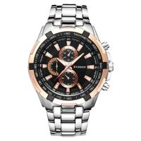 CURREN 8023 mannen RVS analoge sport quartz horloge (zilver geval gouden ring zwart gezicht) - thumbnail