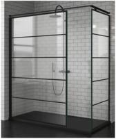 Inloopdouche Novellini Kuadra H Stripes 100x200 cm Helder Glas Mat Zwart Profiel - thumbnail