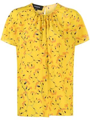 Rochas floral-print short-sleeve blouse - Yellow