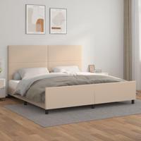 Bedframe met hoofdbord kunstleer cappuccinokleurig 200x200 cm - thumbnail