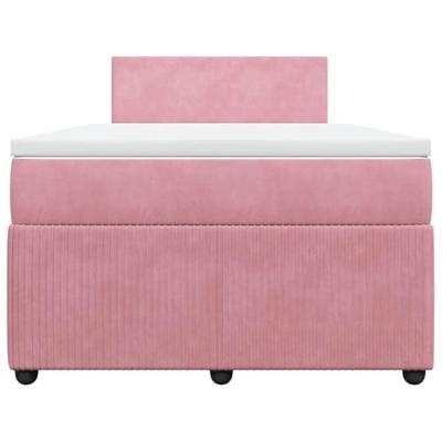 Boxspring met matras fluweel roze 120x190 cm