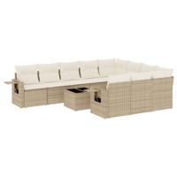 11-delige Tuinset met kussens poly rattan beige - thumbnail