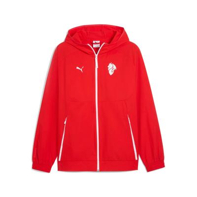 PUMA AC Milan Pumatech Trainingsjack Woven 2025-2026 Rood Wit PUMA AC Milan Pumatech Trainingsjack Woven 2025-2026 Rood Wit