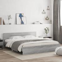 Bedframe met hoofdeinde grijs sonoma eikenkleurig 180x200 cm - thumbnail