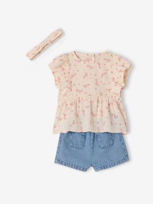 Set short blouse babymeisje ecru