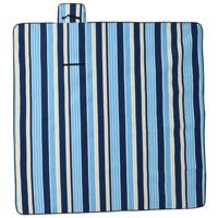 VidaXL Picknickkleed opvouwbaar gestreept 200x200 cm fluweel blauw wit - thumbnail