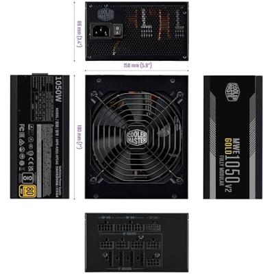 Cooler Master mpe-a501-afcag-3eeu mwe gold 1050 v2 black, atx3.1, 1050w, =90% @typical, 3x pcie6+2 - thumbnail