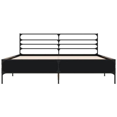 Bedframe bewerkt hout metaal zwart 150x200 cm