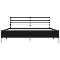 Bedframe bewerkt hout metaal zwart 150x200 cm - thumbnail