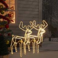 VidaXL Kerstfiguur rendier met bewegende kop 2 st warmwit - thumbnail
