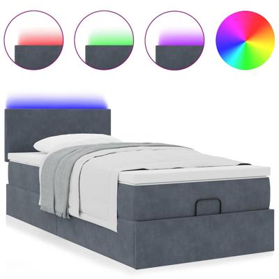 Ottoman bed met matras en LED's 140x190cm fluweel donkergrijs